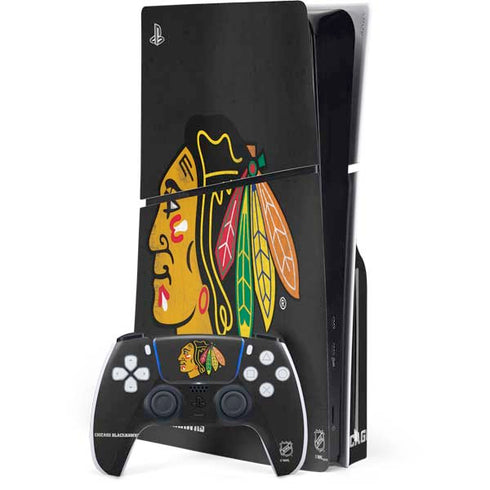 NHL Chicago Blackhawks Distressed PS5 Slim Disk Bundle Skin