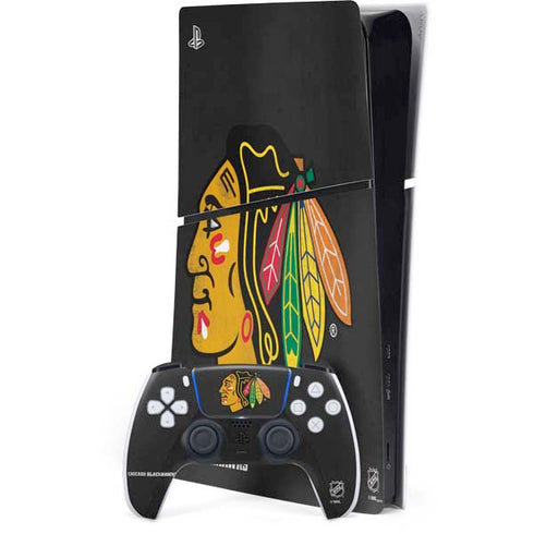 NHL Chicago Blackhawks Distressed PS5 Slim Digital Edition Bundle Skin