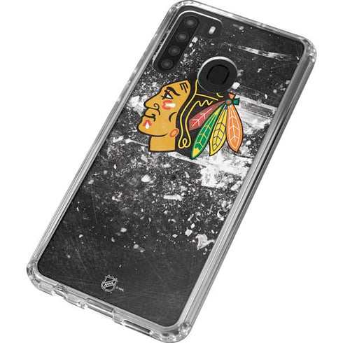 NHL Chicago Blackhawks Frozen Galaxy A21 Clear Case