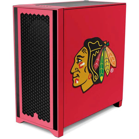 NHL Chicago Blackhawks Solid Background Corsair 4000D Tempered Glass Mid-Tower ATX Case Skin