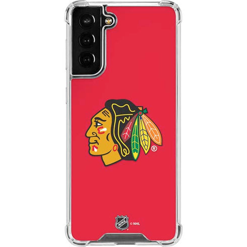 NHL Chicago Blackhawks Solid Background Galaxy S21 FE Clear Case