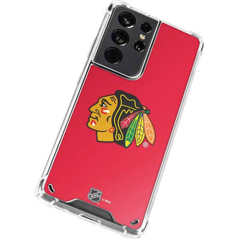 NHL Chicago Blackhawks Solid Background Galaxy S21 Ultra 5G Clear Case