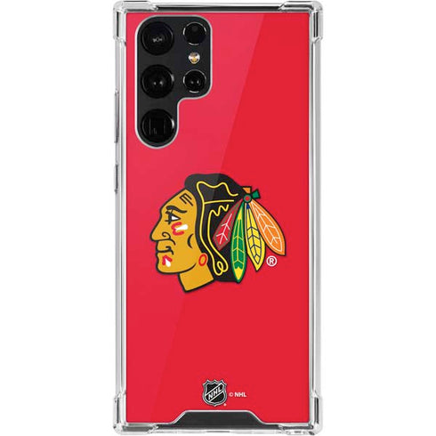 NHL Chicago Blackhawks Solid Background Galaxy S22 Ultra Clear Case