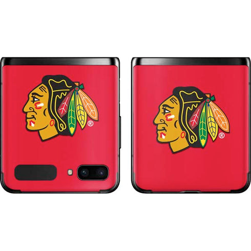 NHL Chicago Blackhawks Solid Background Galaxy Z Flip Skin