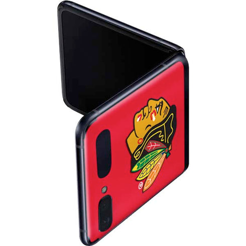 NHL Chicago Blackhawks Solid Background Galaxy Z Flip Skin