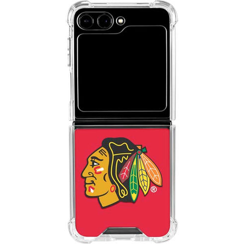 NHL Chicago Blackhawks Solid Background Galaxy Z Flip5 5G Clear Case