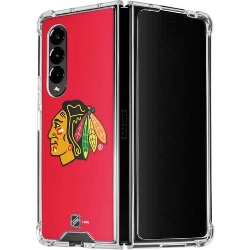 NHL Chicago Blackhawks Solid Background Galaxy Z Fold4 5G Clear Case