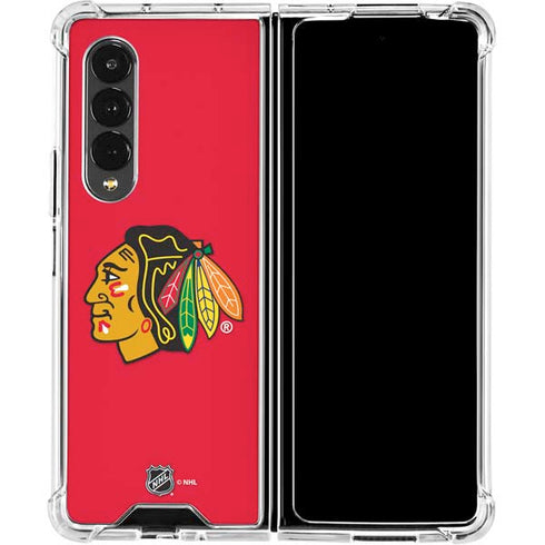 NHL Chicago Blackhawks Solid Background Galaxy Z Fold4 5G Clear Case