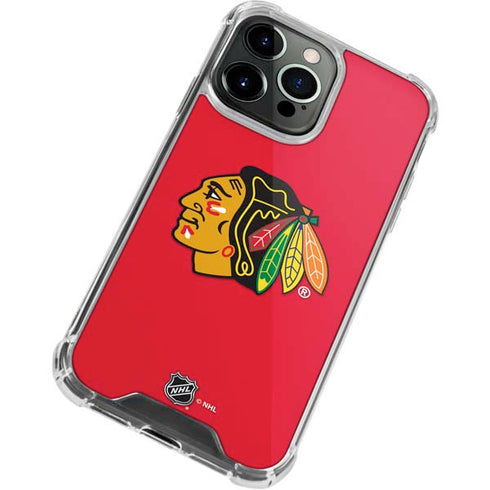 NHL Chicago Blackhawks Solid Background iPhone 13 Pro Clear Case