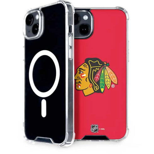 NHL Chicago Blackhawks Solid Background iPhone 15 Plus MagSafe Case
