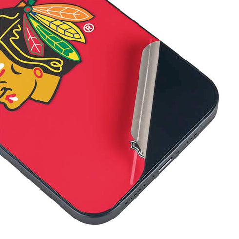 NHL Chicago Blackhawks Solid Background iPhone 15 Plus Skin