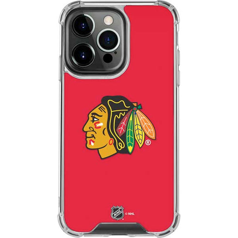 NHL Chicago Blackhawks Solid Background iPhone 14 Pro Clear Case