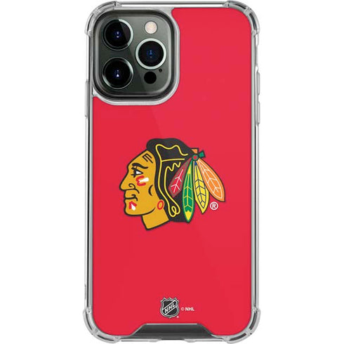 NHL Chicago Blackhawks Solid Background iPhone 14 Pro Max Clear Case