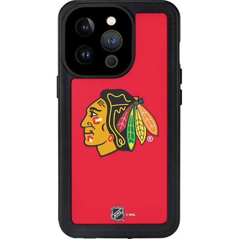 NHL Chicago Blackhawks Solid Background iPhone 14 Pro Waterproof Case