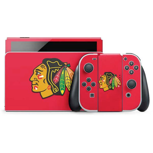 NHL Chicago Blackhawks Solid Background Nintendo Switch OLED (2021) Skin