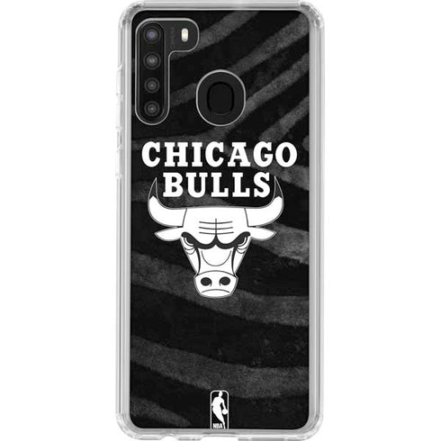 NBA Chicago Bulls Black Animal Print Galaxy A21 Clear Case