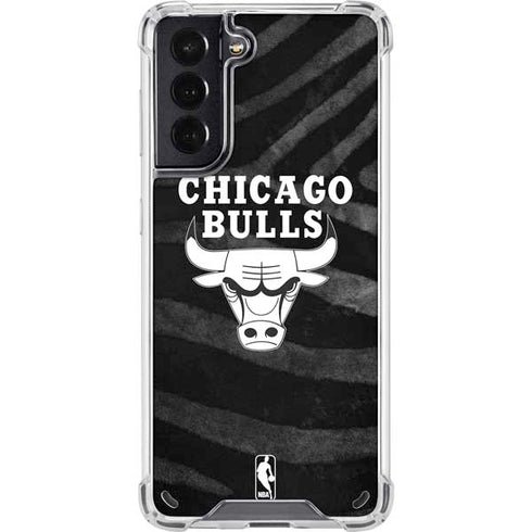 NBA Chicago Bulls Black Animal Print Galaxy S21 5G Clear Case
