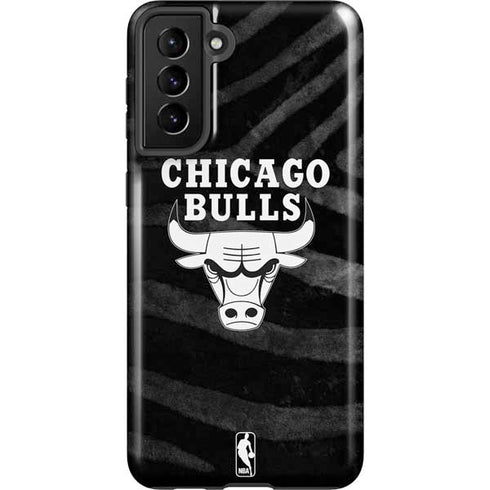 NBA Chicago Bulls Black Animal Print Galaxy S21 FE Pro Case