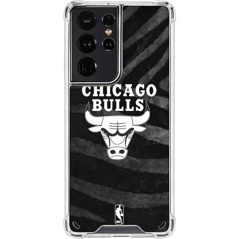 NBA Chicago Bulls Black Animal Print Galaxy S21 Ultra 5G Clear Case