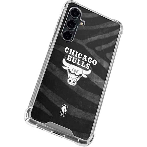 NBA Chicago Bulls Black Animal Print Galaxy S23 FE Clear Case