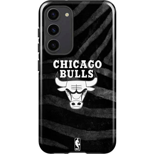 NBA Chicago Bulls Black Animal Print Galaxy S23 Plus Pro Case