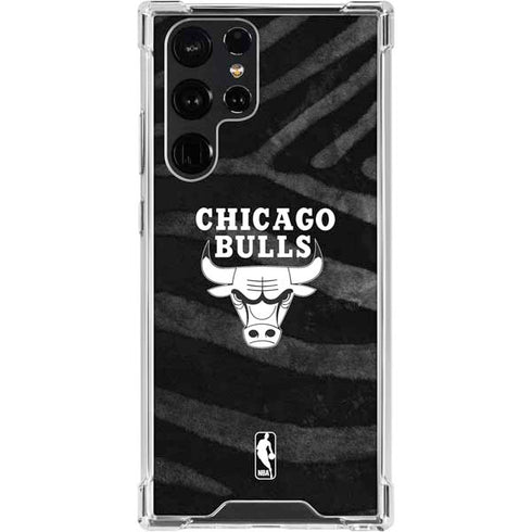 NBA Chicago Bulls Black Animal Print Galaxy S24 Ultra Clear Case