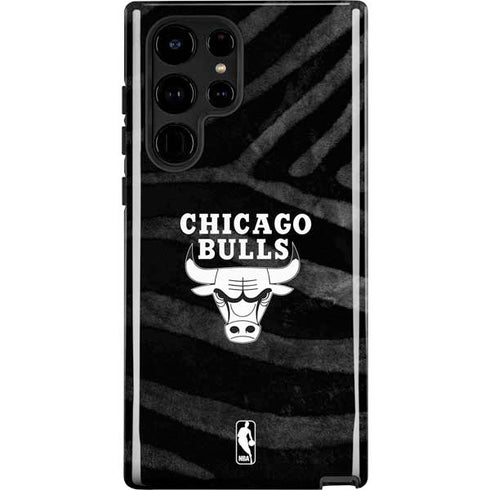 NBA Chicago Bulls Black Animal Print Galaxy S24 Ultra Impact Case