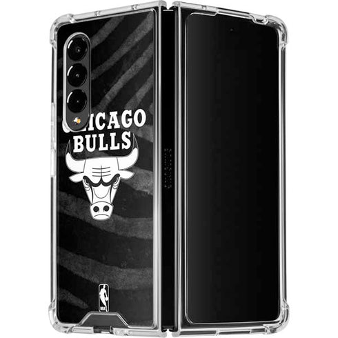 NBA Chicago Bulls Black Animal Print Galaxy Z Fold4 5G Clear Case