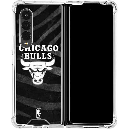 NBA Chicago Bulls Black Animal Print Galaxy Z Fold4 5G Clear Case