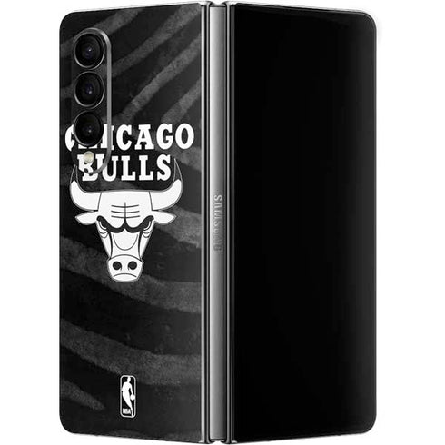 NBA Chicago Bulls Black Animal Print Galaxy Z Fold4 5G Skin