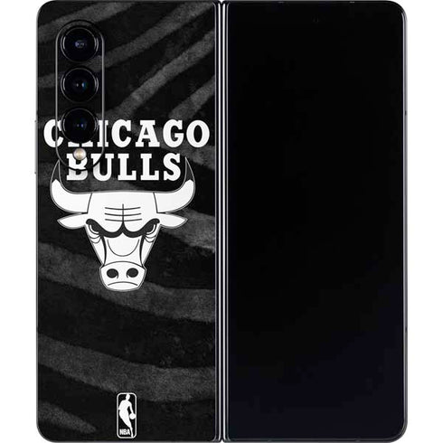 NBA Chicago Bulls Black Animal Print Galaxy Z Fold4 5G Skin