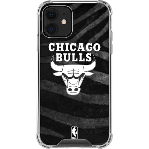 NBA Chicago Bulls Black Animal Print iPhone 12 Clear Case