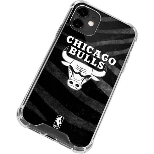 NBA Chicago Bulls Black Animal Print iPhone 12 Clear Case