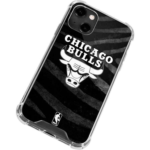 NBA Chicago Bulls Black Animal Print iPhone 14 Clear Case