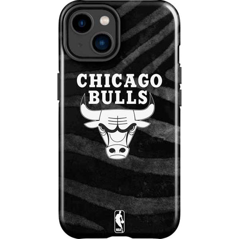 NBA Chicago Bulls Black Animal Print iPhone 15 Plus Impact Case