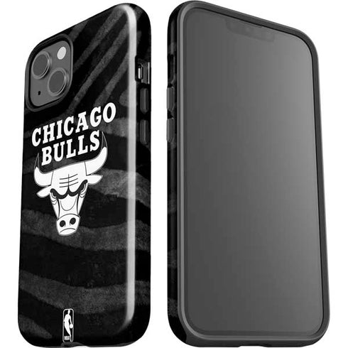 NBA Chicago Bulls Black Animal Print iPhone 15 Plus Impact Case