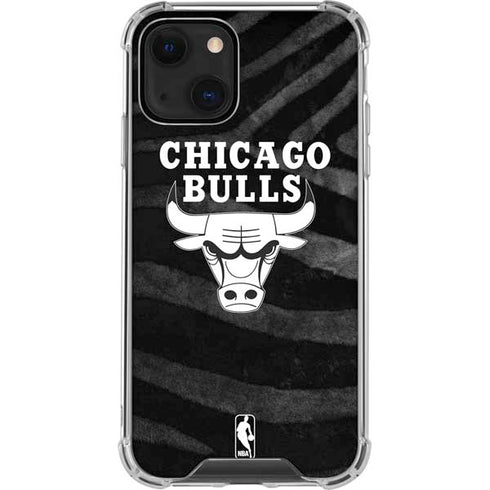 NBA Chicago Bulls Black Animal Print iPhone 15 Plus Clear Case