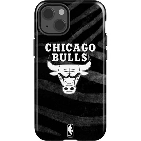NBA Chicago Bulls Black Animal Print iPhone 15 Impact Case