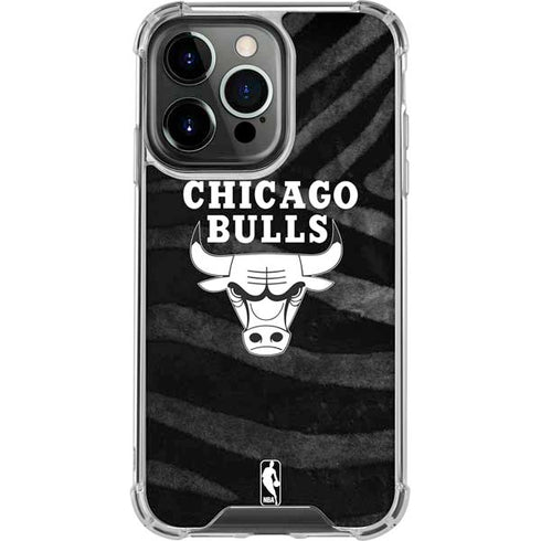 NBA Chicago Bulls Black Animal Print iPhone 15 Pro Clear Case