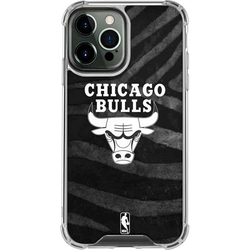 NBA Chicago Bulls Black Animal Print iPhone 14 Pro Max Clear Case