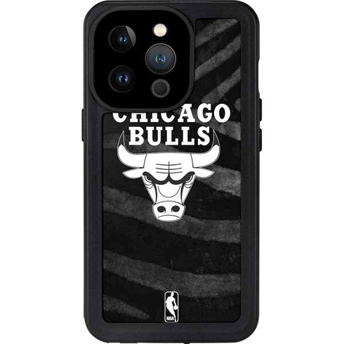 NBA Chicago Bulls Black Animal Print iPhone 14 Pro Waterproof Case