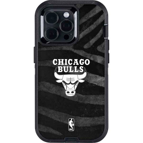 NBA Chicago Bulls Black Animal Print Otterbox Defender iPhone Skin