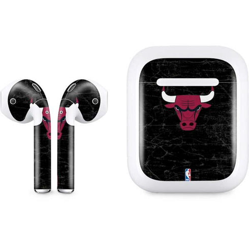 NBA Chicago Bulls Black Distressed Apple AirPods Skin