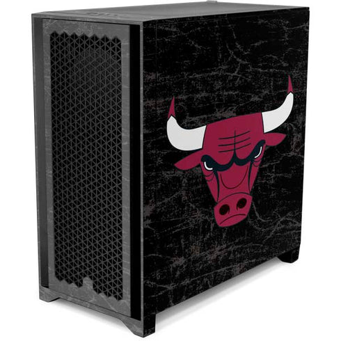 NBA Chicago Bulls Black Distressed Corsair 4000D Tempered Glass Mid-Tower ATX Case Skin