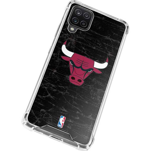 NBA Chicago Bulls Black Distressed Galaxy A12 Clear Case