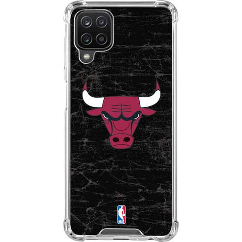 NBA Chicago Bulls Black Distressed Galaxy A12 Clear Case