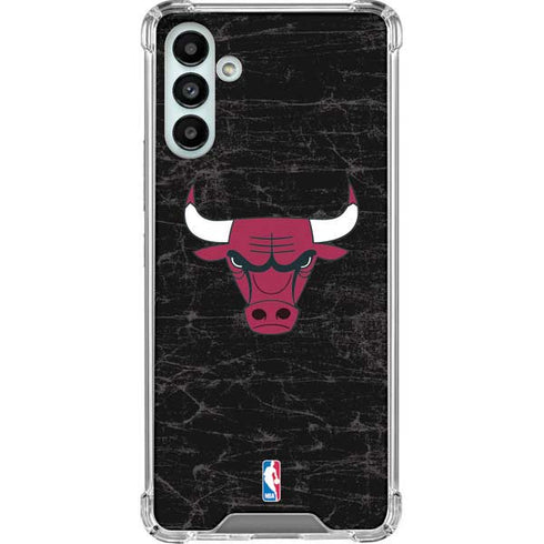 NBA Chicago Bulls Black Distressed Galaxy A13 5G Clear Case