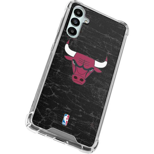 NBA Chicago Bulls Black Distressed Galaxy A14 5G Clear Case