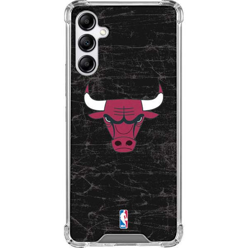 NBA Chicago Bulls Black Distressed Galaxy A14 5G Clear Case