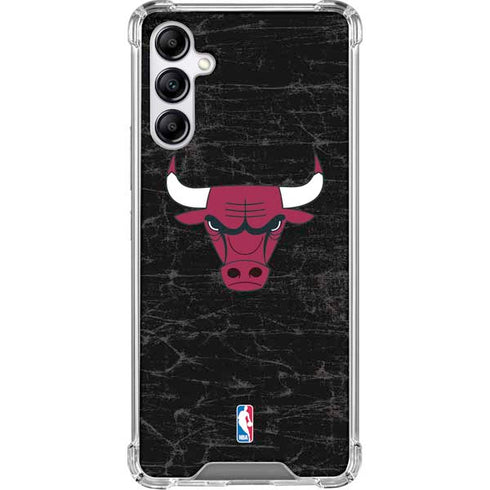 NBA Chicago Bulls Black Distressed Galaxy A15 5G Clear Case